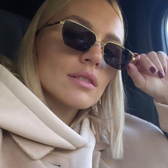 Bottega Veneta BV1107S 004 Rectangle Sunglasses - Gold/Grey - Picture 3 of 9